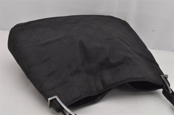 Authentic GUCCI Shoulder Hand Bag Purse GG Nylon Leather 0013166 Black 0642K