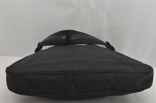 Authentic GUCCI Shoulder Hand Bag Purse GG Nylon Leather 0013166 Black 0642K