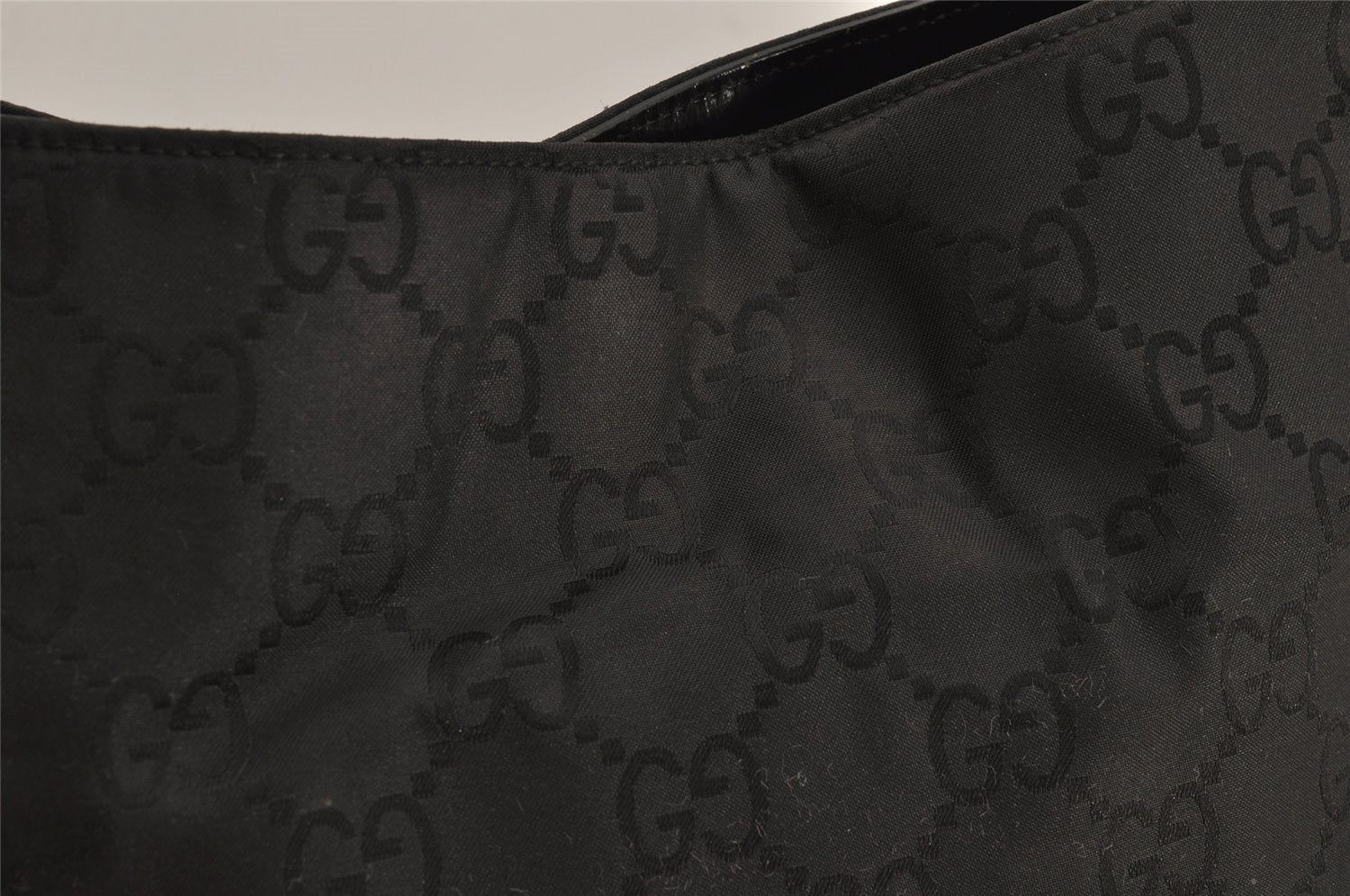 Authentic GUCCI Shoulder Hand Bag Purse GG Nylon Leather 0013166 Black 0642K
