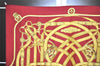 Authentic HERMES Carre 90 Scarf "CAVALCADOUR" Silk Bordeaux Red 0643J