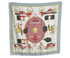 Authentic HERMES Carre 90 Scarf "LES VOITURES A TRANSFORMATION" Silk Gray 0644J