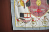 Authentic HERMES Carre 90 Scarf "LES VOITURES A TRANSFORMATION" Silk Gray 0644J