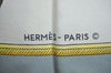 Authentic HERMES Carre 90 Scarf "LES VOITURES A TRANSFORMATION" Silk Gray 0644J