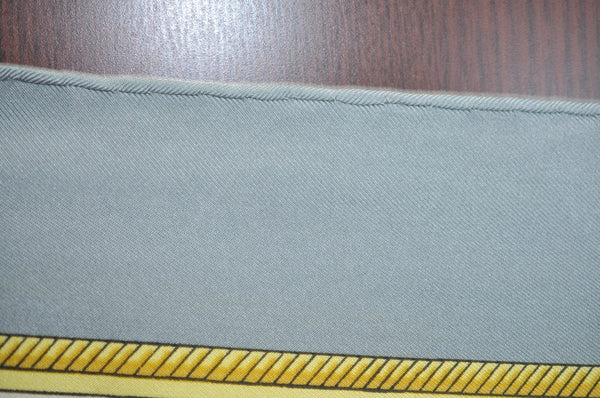 Authentic HERMES Carre 90 Scarf "LES VOITURES A TRANSFORMATION" Silk Gray 0644J