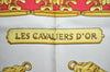 Authentic HERMES Carre 90 Scarf "LES CAVALIERS D'OR" Silk Red 0645J