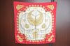 Authentic HERMES Carre 90 Scarf "LES CAVALIERS D'OR" Silk Red 0645J