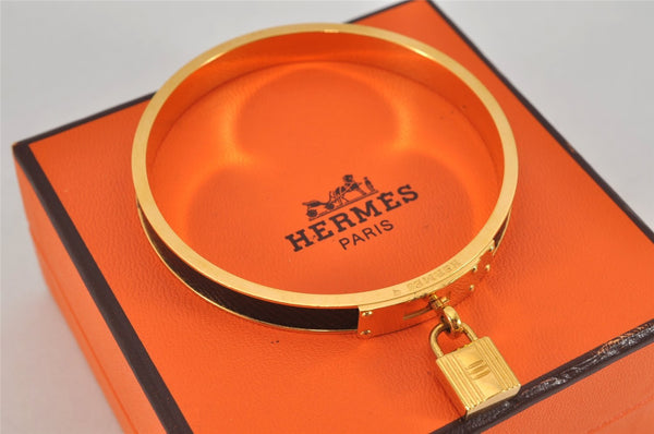 Authentic HERMES Kelly Cadena Bangle Bracelet Gold Black Box 0645K