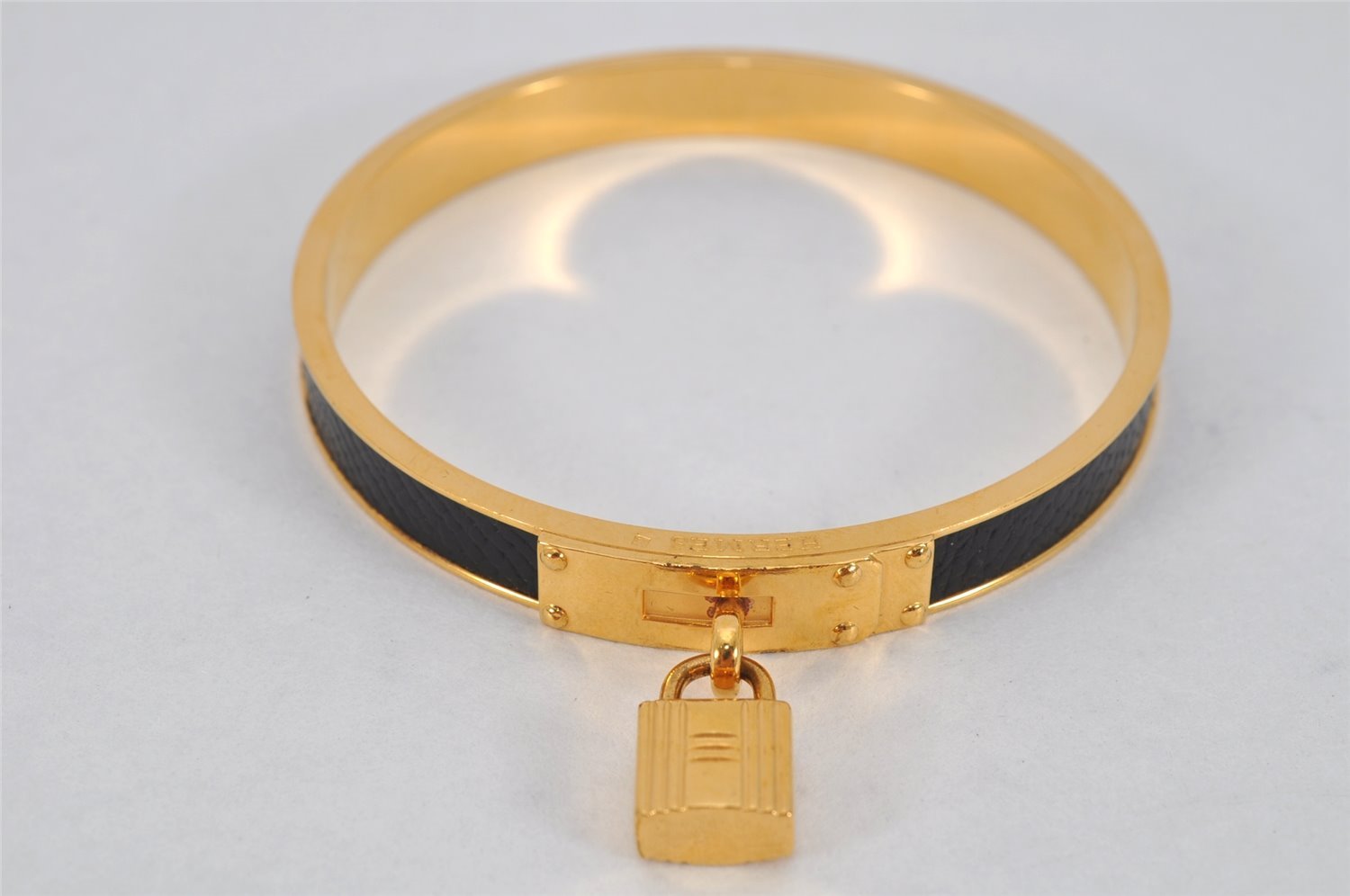 Authentic HERMES Kelly Cadena Bangle Bracelet Gold Black Box 0645K