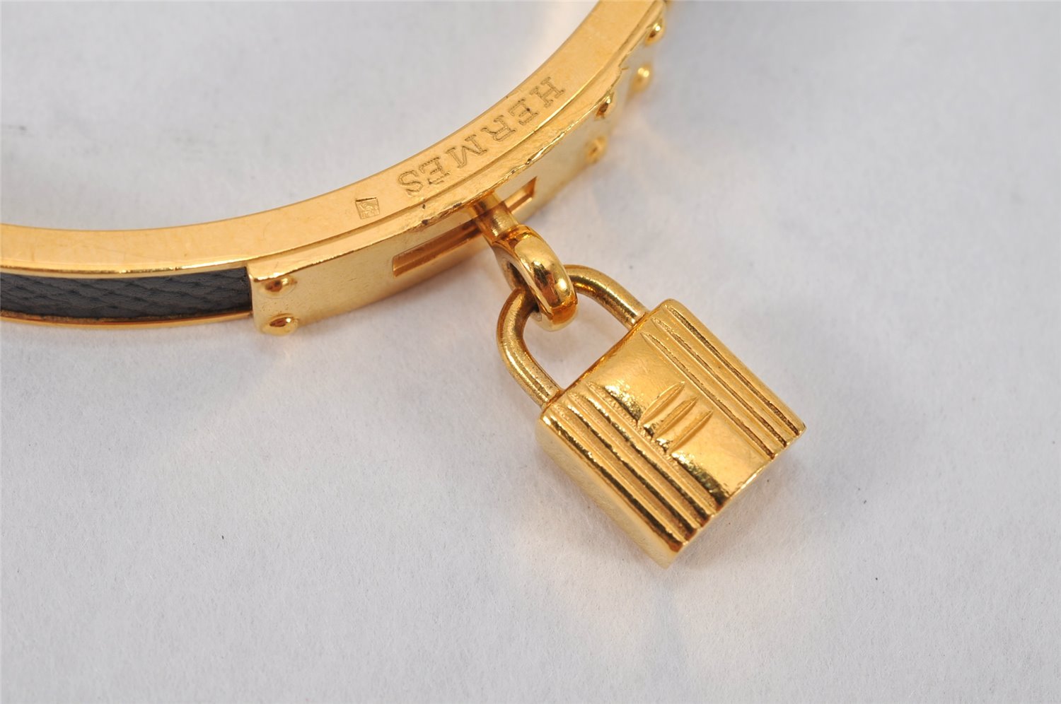 Authentic HERMES Kelly Cadena Bangle Bracelet Gold Black Box 0645K