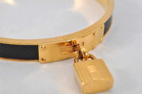 Authentic HERMES Kelly Cadena Bangle Bracelet Gold Black Box 0645K