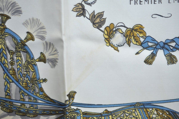 Authentic HERMES Carre 90 Scarf "HARNAIS FRANCAIS" Silk Brown 0646J