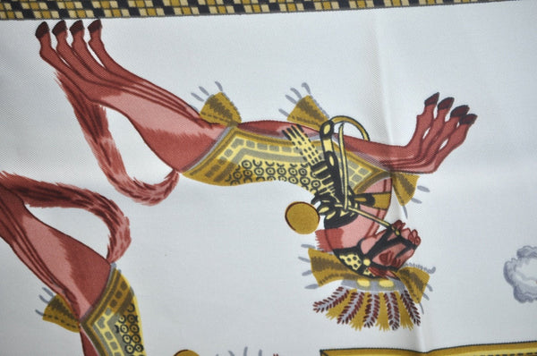 Authentic HERMES Carre 90 Scarf "HARNAIS FRANCAIS" Silk Brown 0646J