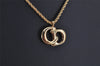 Authentic Christian Dior Gold Tone Chain Pendant Necklace CD 0646K