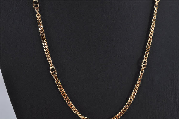 Authentic Christian Dior Gold Tone Chain Pendant Necklace CD 0648K