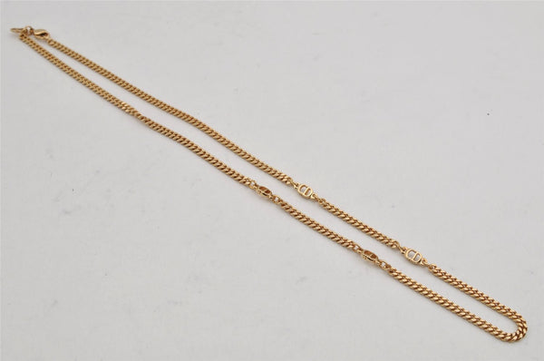 Authentic Christian Dior Gold Tone Chain Pendant Necklace CD 0648K