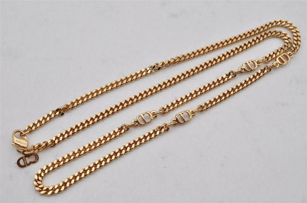 Authentic Christian Dior Gold Tone Chain Pendant Necklace CD 0648K