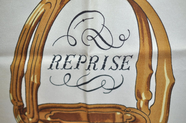 Authentic HERMES Carre 90 Scarf "REPRISE" Silk Yellow 0650J