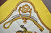 Authentic HERMES Carre 90 Scarf "REPRISE" Silk Yellow 0650J