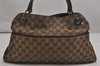 Authentic GUCCI Eclipse Shoulder Tote Bag GG Canvas Leather 121023 Brown 0650K