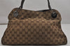 Authentic GUCCI Eclipse Shoulder Tote Bag GG Canvas Leather 121023 Brown 0650K
