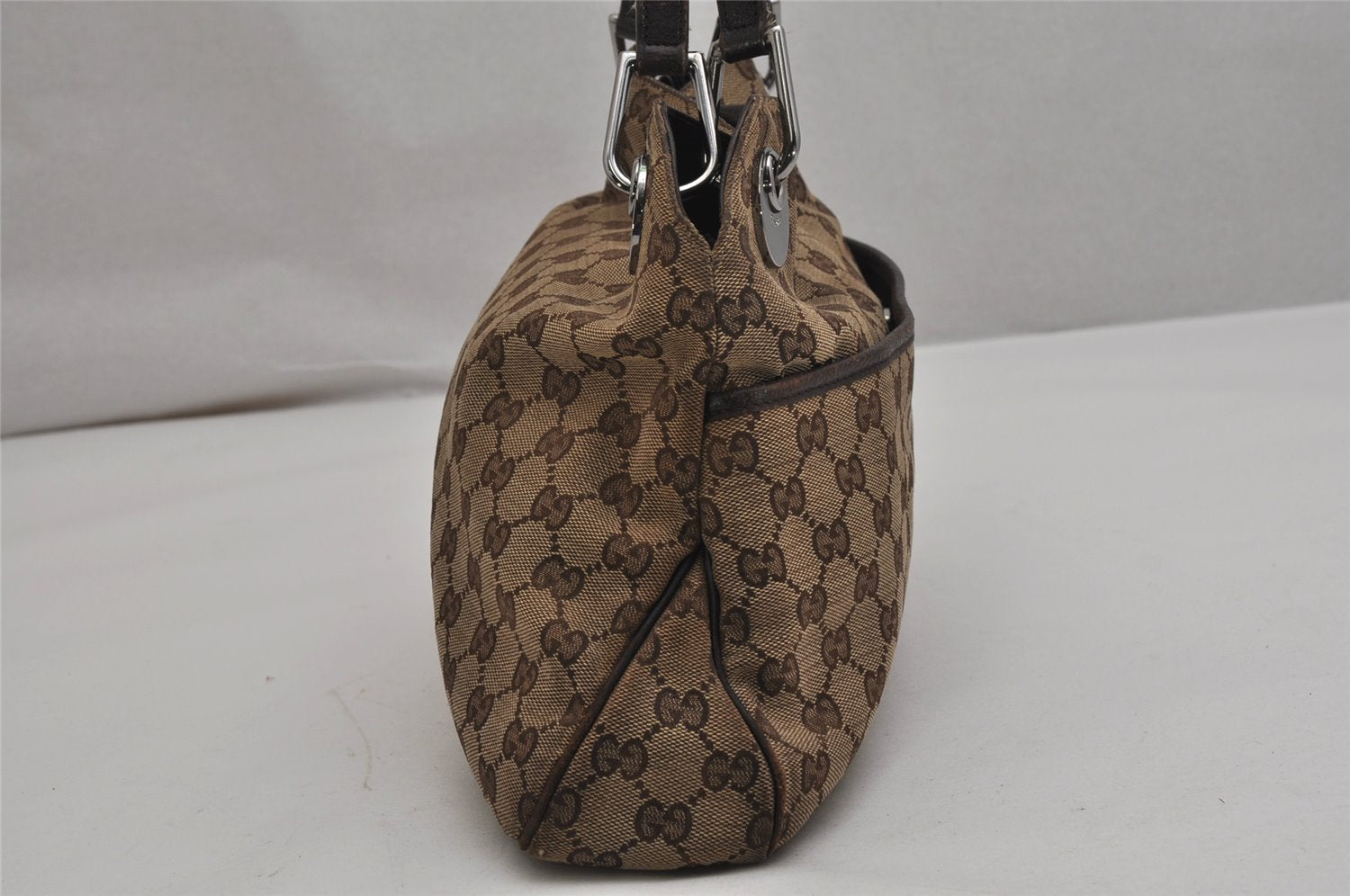 Authentic GUCCI Eclipse Shoulder Tote Bag GG Canvas Leather 121023 Brown 0650K