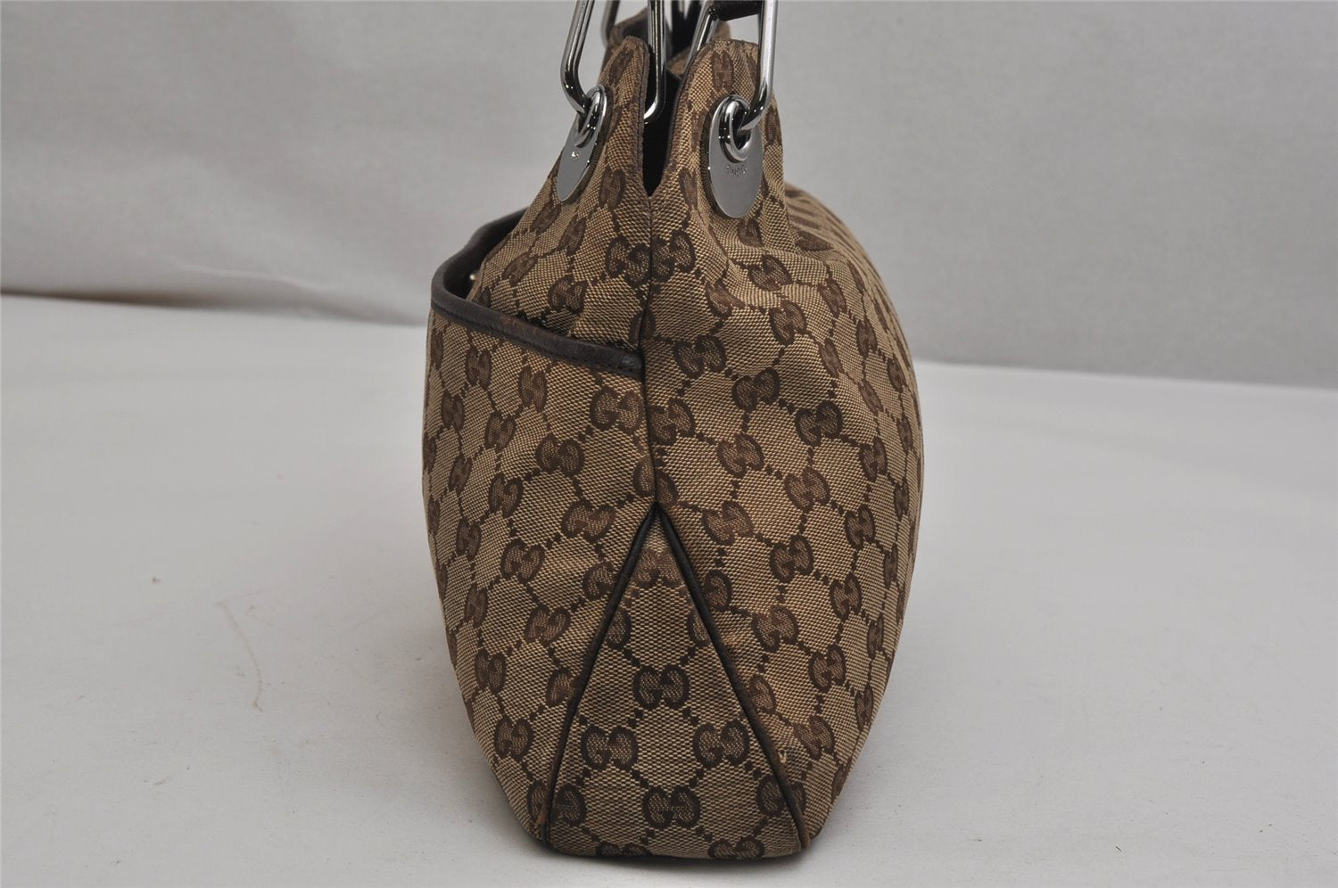 Authentic GUCCI Eclipse Shoulder Tote Bag GG Canvas Leather 121023 Brown 0650K