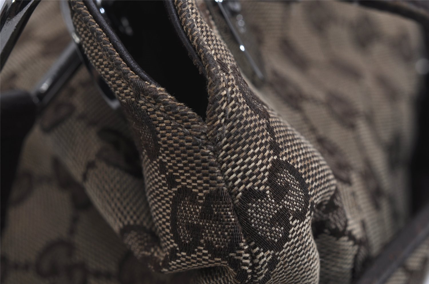 Authentic GUCCI Eclipse Shoulder Tote Bag GG Canvas Leather 121023 Brown 0650K