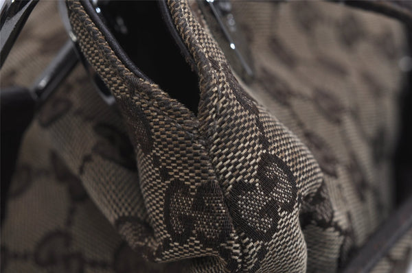 Authentic GUCCI Eclipse Shoulder Tote Bag GG Canvas Leather 121023 Brown 0650K