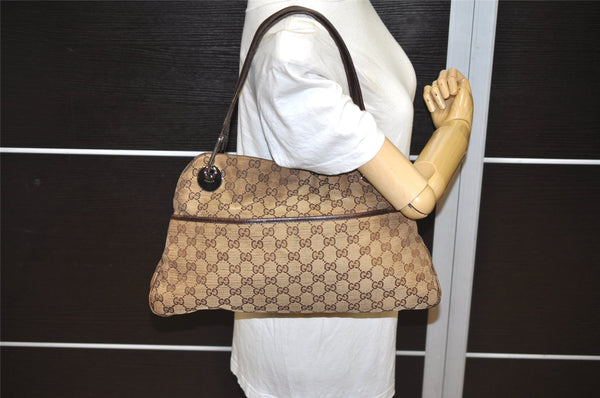 Authentic GUCCI Eclipse Shoulder Tote Bag GG Canvas Leather 121023 Brown 0650K
