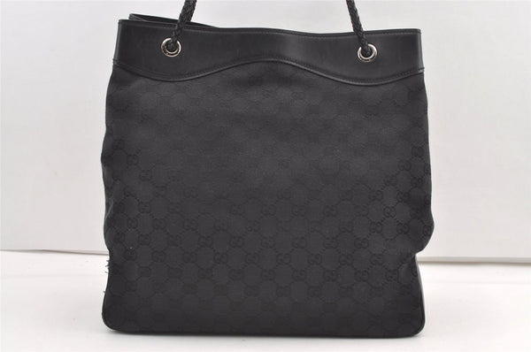 Authentic GUCCI Vintage Shoulder Tote Bag GG Canvas Leather 109141 Black 0651K