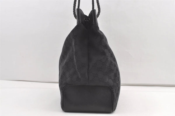 Authentic GUCCI Vintage Shoulder Tote Bag GG Canvas Leather 109141 Black 0651K