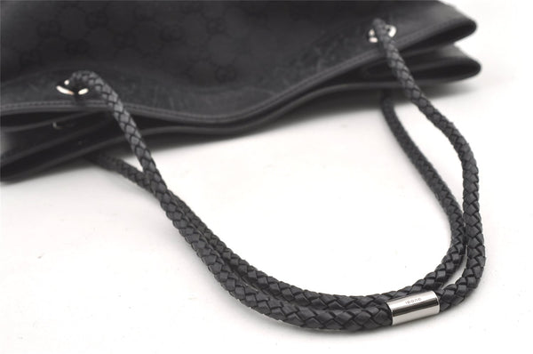 Authentic GUCCI Vintage Shoulder Tote Bag GG Canvas Leather 109141 Black 0651K