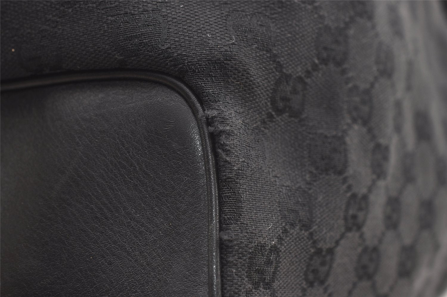 Authentic GUCCI Vintage Shoulder Tote Bag GG Canvas Leather 109141 Black 0651K