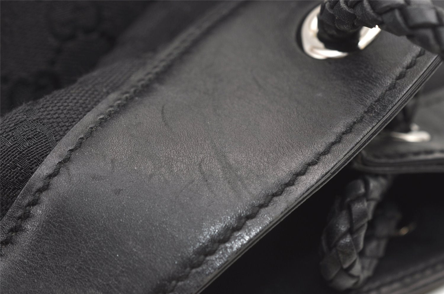 Authentic GUCCI Vintage Shoulder Tote Bag GG Canvas Leather 109141 Black 0651K