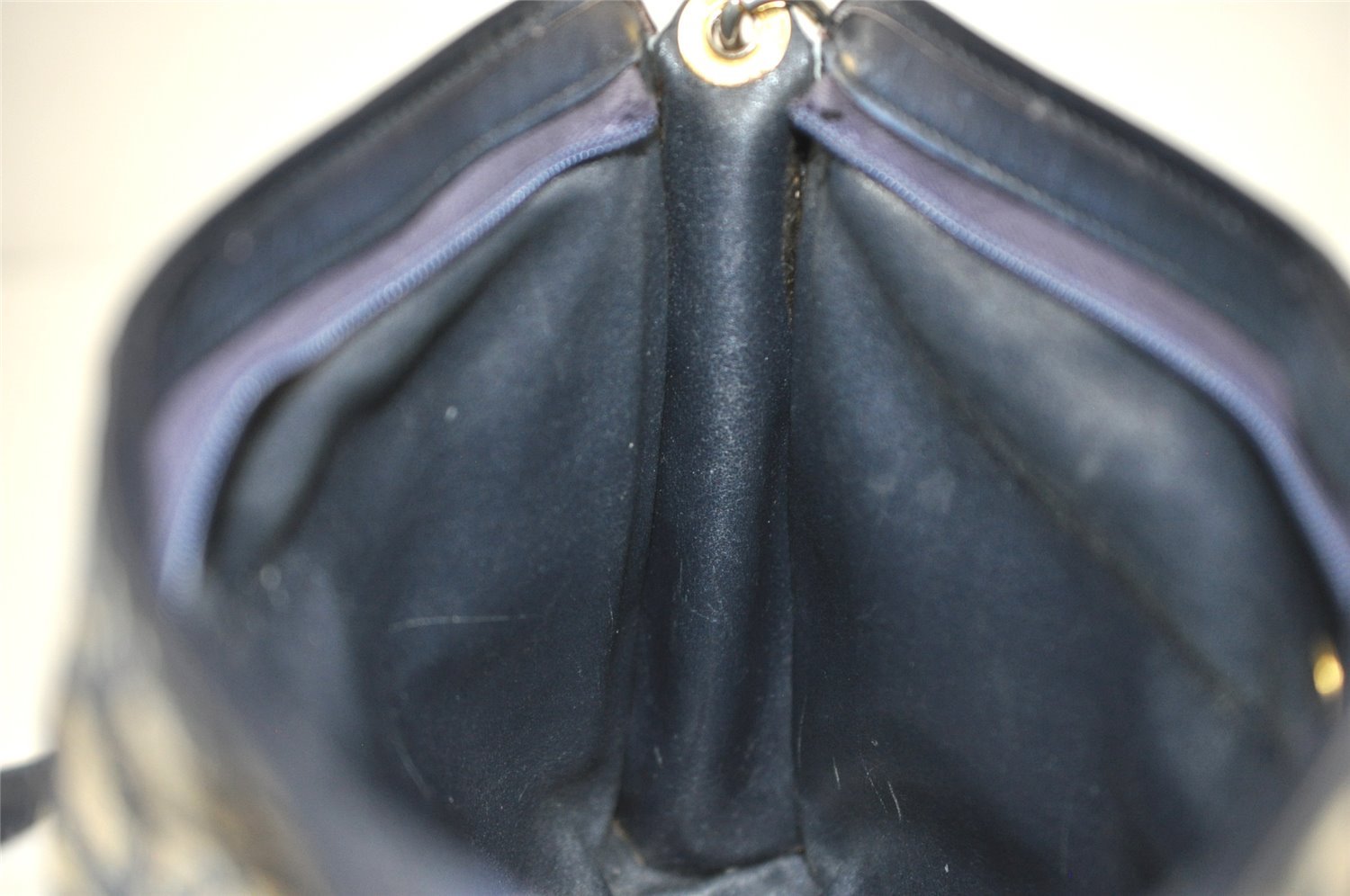 Authentic Christian Dior Trotter Shoulder Bag Canvas Leather Blue Junk 0654K
