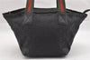 Authentic GUCCI Web Sherry Line Tote Bag GG Canvas Leather 131228 Black 0656J