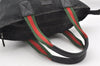 Authentic GUCCI Web Sherry Line Tote Bag GG Canvas Leather 131228 Black 0656J