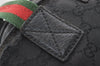 Authentic GUCCI Web Sherry Line Tote Bag GG Canvas Leather 131228 Black 0656J