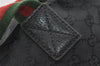 Authentic GUCCI Web Sherry Line Tote Bag GG Canvas Leather 131228 Black 0656J