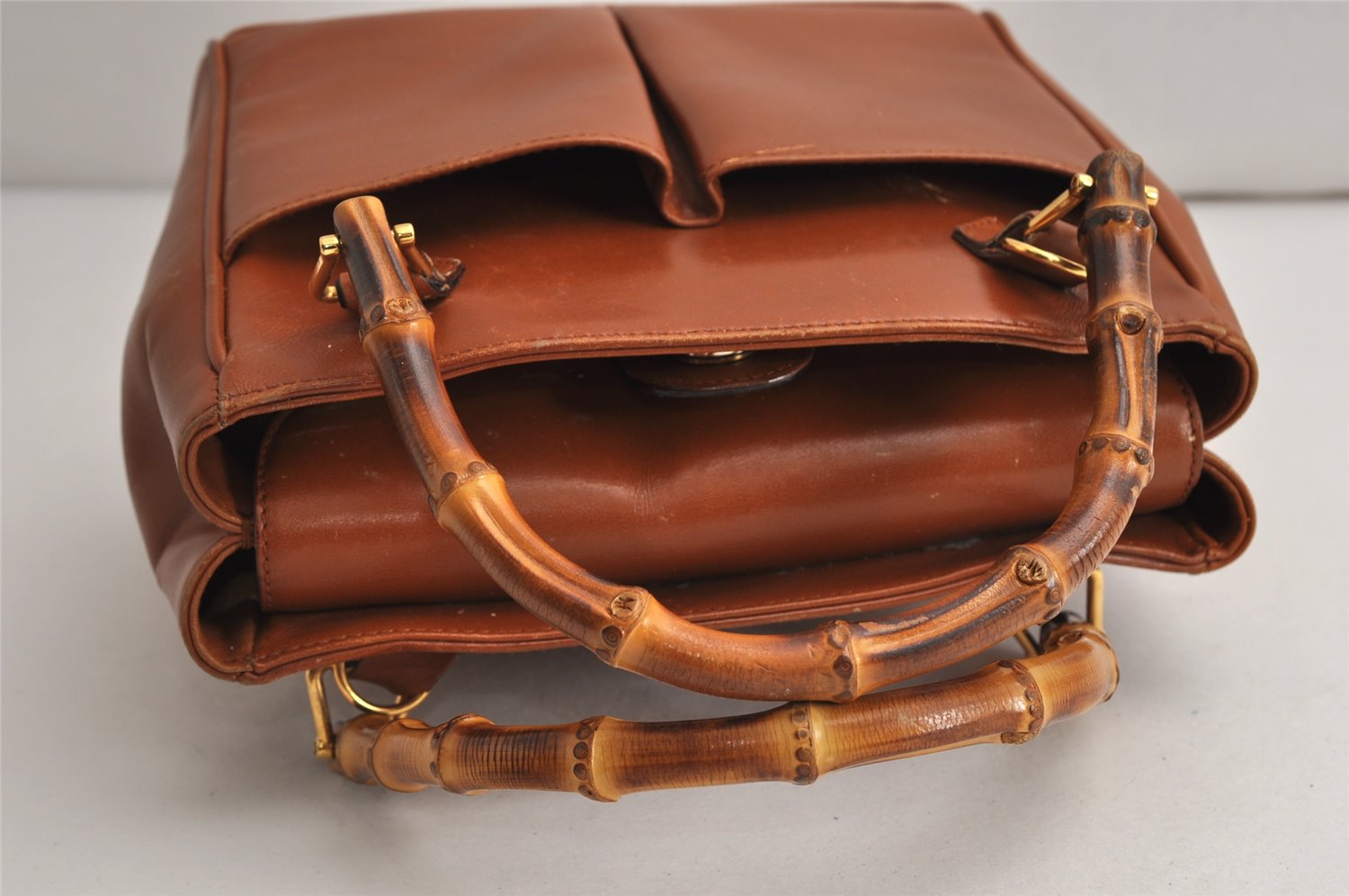 Authentic GUCCI Bamboo 2Way Shoulder Hand Bag Purse Leather Brown Junk 0659K