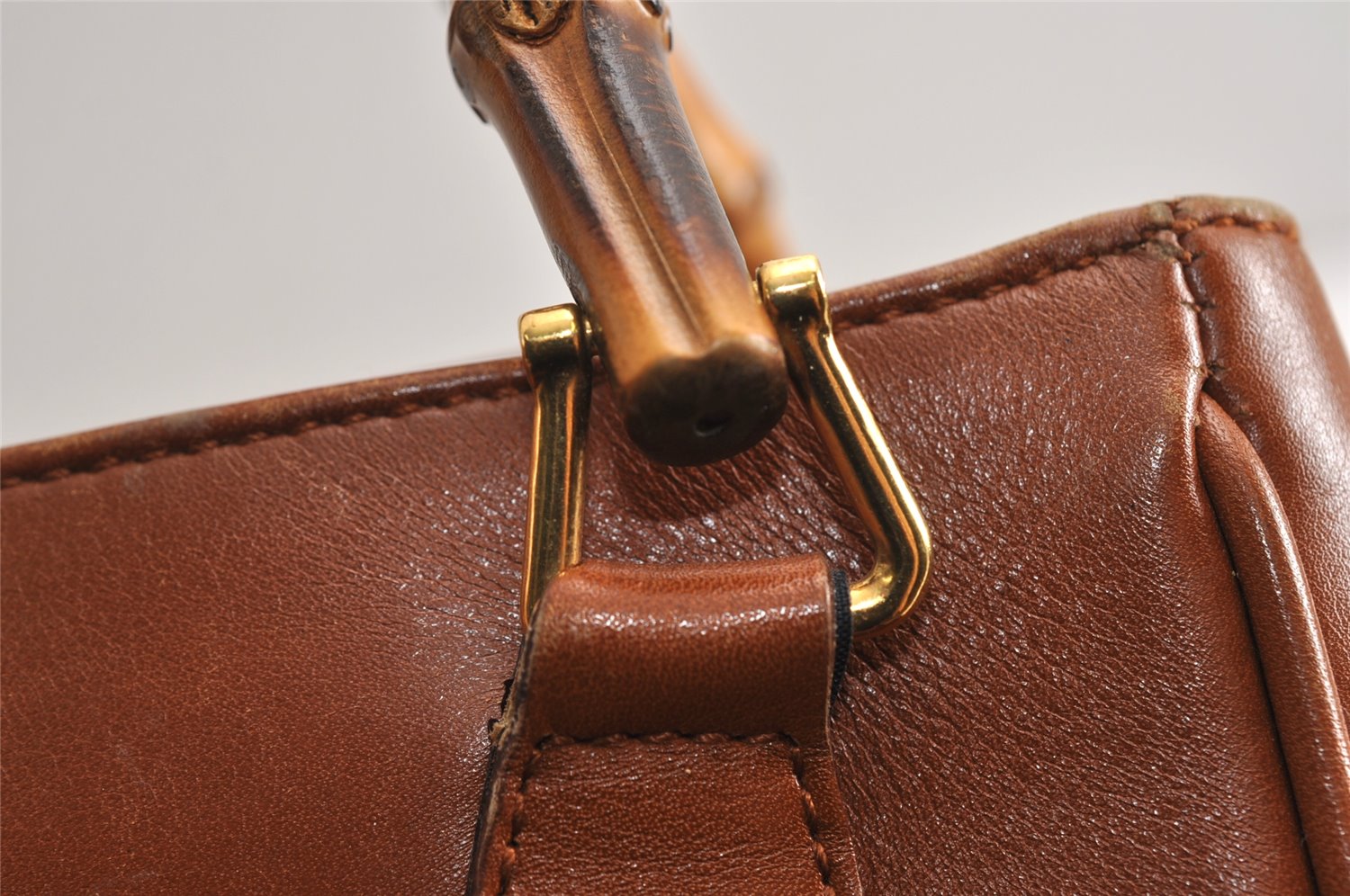 Authentic GUCCI Bamboo 2Way Shoulder Hand Bag Purse Leather Brown Junk 0659K