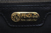 Authentic FENDI Pequin Pattern PVC Leather 2Way Travel Boston Bag Black 0661I