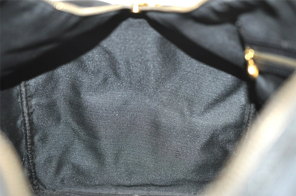 Authentic FENDI Pequin Pattern PVC Leather 2Way Travel Boston Bag Black 0661I