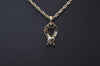 Authentic NINA RICCI Gold Tone Imitation Pearl Rhinestone Chain Necklace 0661J