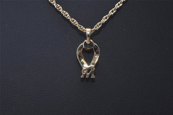 Authentic NINA RICCI Gold Tone Imitation Pearl Rhinestone Chain Necklace 0661J