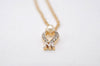 Authentic NINA RICCI Gold Tone Imitation Pearl Rhinestone Chain Necklace 0661J