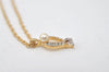 Authentic NINA RICCI Gold Tone Imitation Pearl Rhinestone Chain Necklace 0661J