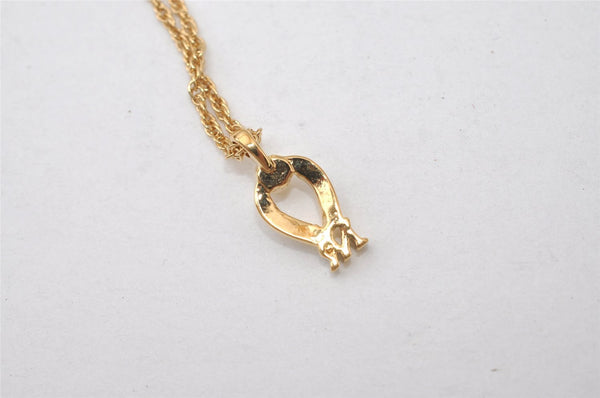 Authentic NINA RICCI Gold Tone Imitation Pearl Rhinestone Chain Necklace 0661J