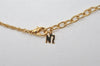 Authentic NINA RICCI Gold Tone Imitation Pearl Rhinestone Chain Necklace 0661J