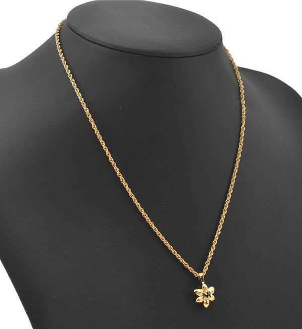 Authentic NINA RICCI Vintage Gold Tone Flower Motif Chain Pendant Necklace 0662J